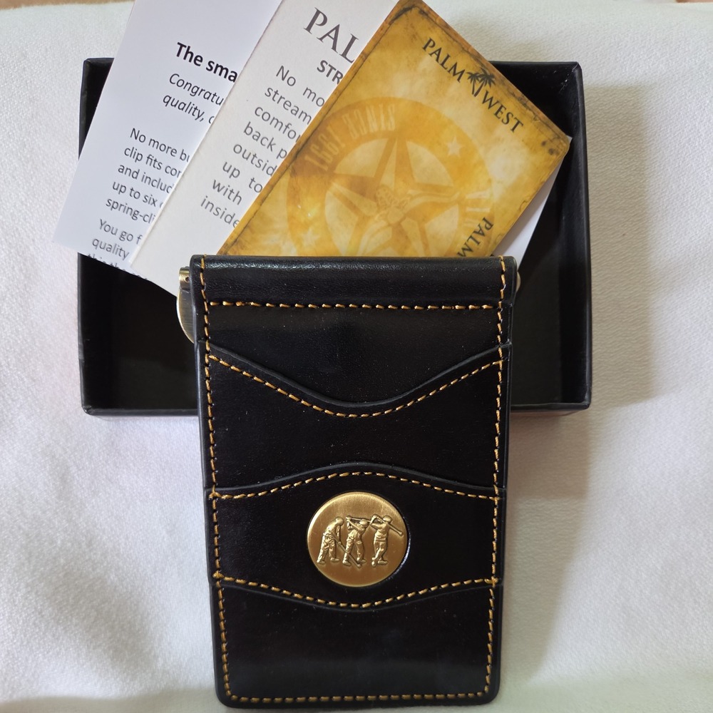 Palm West Money Clip Wallet Black Golfer Leather RFID 225MGOLF-B
